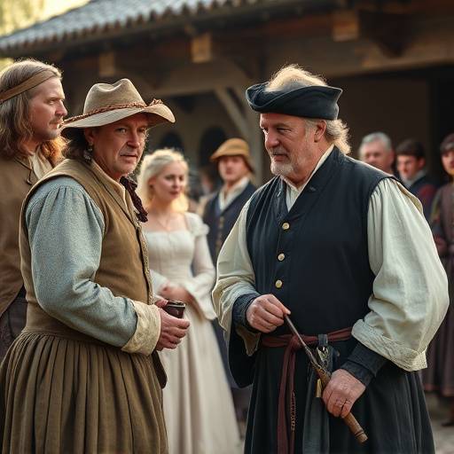 Imagem de atores em um set de filmagem de drama hist&radic;&ge;rico
