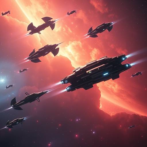 Imagem promocional de uma nova s&radic;&copy;rie de fic&radic;&sect;&radic;&pound;o cient&radic;&ne;fica com naves espaciais