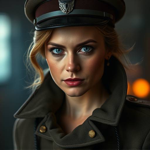 Retrato de atriz interpretando a Comandante Eva Rostova.