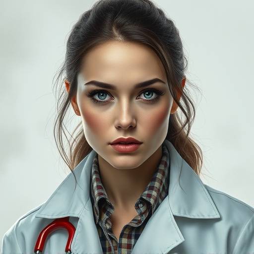 Retrato de atriz interpretando a Doutora Lena Hanson.